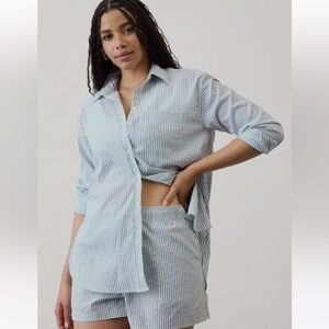 Athleta Midday Relaxed Shirt NWT Size XL Repose Trillium Stripe
